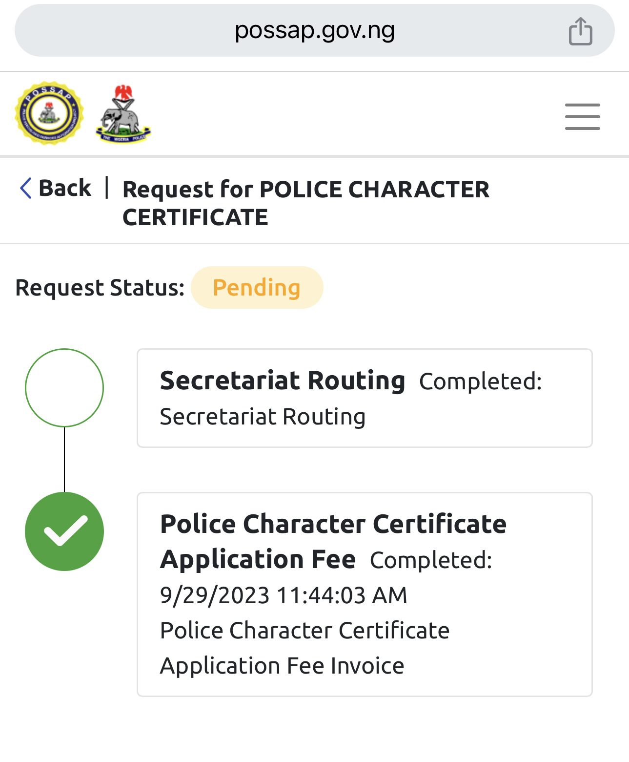 Request Police Character Certificate